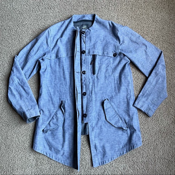 Nike Women’s NSW 3L Chambray Jacket Sz L In Midnight Navy/Reflective Silver - Picture 6 of 13